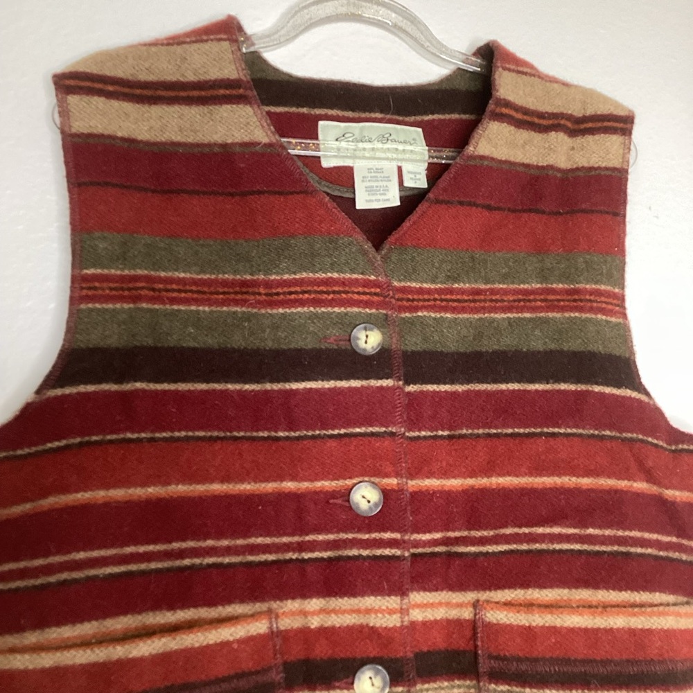 Eddie Bauer Wool Blanket Vest Striped USA Sm - Picture 4 of 9
